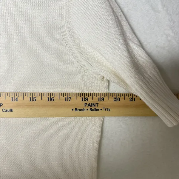 Pendleton Mock Neck Short Sleeve Sweater White Cotton Blend Women’s Size M - Image 7