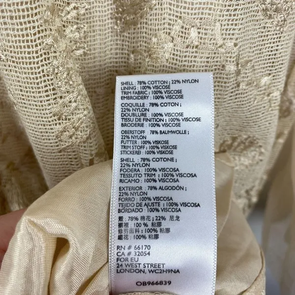 Free People Mini Boho Dress Women Size 0 Cream Embroidered Witch‎ Fairy Concert - Image 14