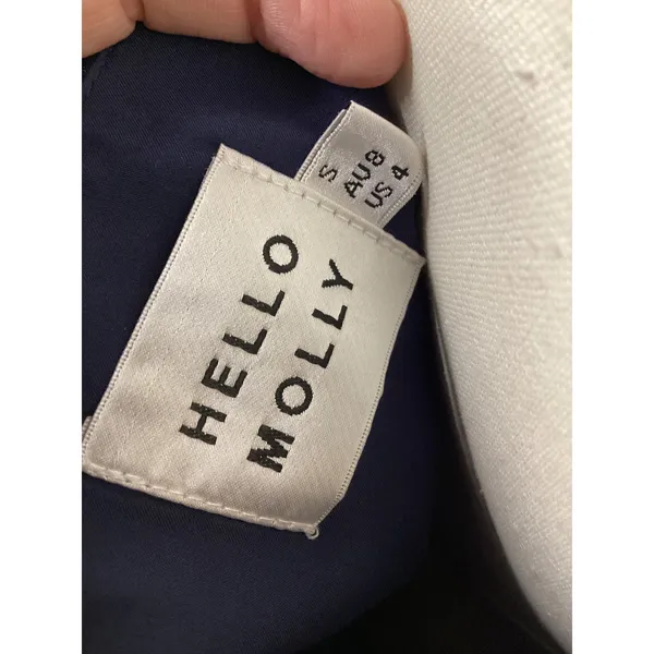 Hello Molly Navy Blue Satin‎ Wrap Mini Dress Side Tie Surplice V-Neck Size 4 S - Image 4