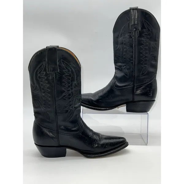 Pistolero Black All Leather Embroidered Cowboy Boots Women's Sz 24.5-7.5/Men 5.5 - Image 3