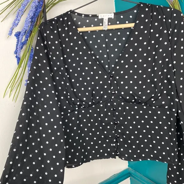Leith Long Sleeve Polka Dot Top NWOT - Image 4