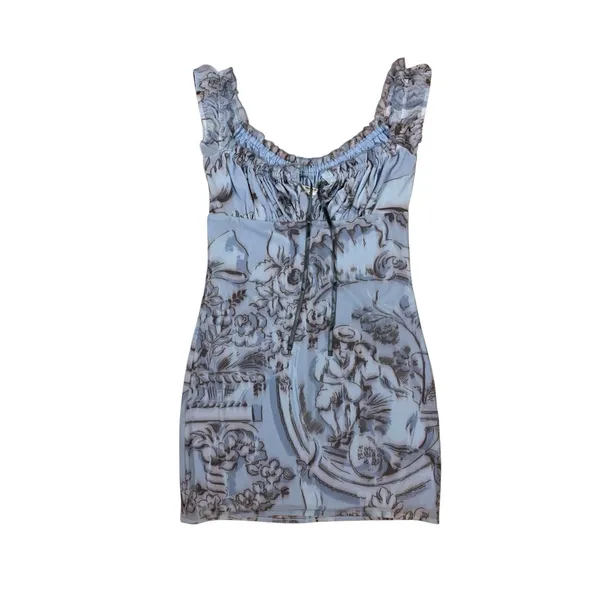 Kimchi Blue Bianca S Blue Floral Mesh Mini Dress Corset Cottagecore Coquette Y2K - Image 2