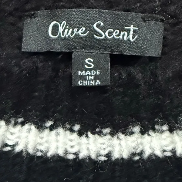 Olive Scent Striped Knit Crewneck Sweater Size Small Black White Grunge Coquette - Image 3