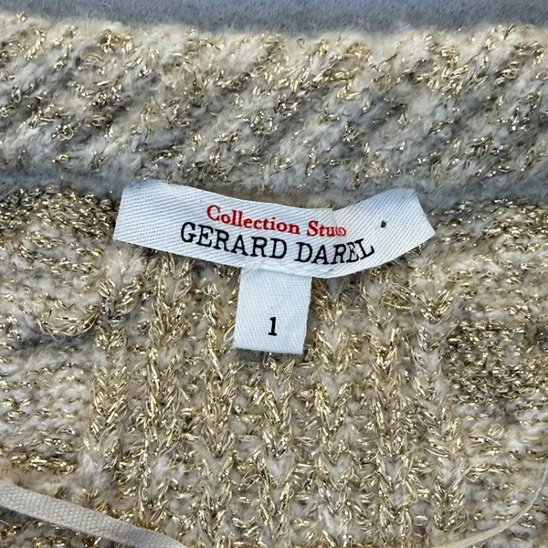 Gerard Darel Collection Studio Gold Metallic Cable Knit Cardigan Sweater Size 1‎ - Image 2