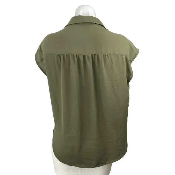 Ann Taylor LOFT Women's Green Short Sleeve Button Down Blouse Shirt Top Size XS - Image 4