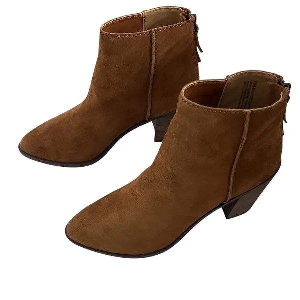 BP. Heath Suede Leather Ankle Boots Cognac Brown Sz 8.5 Block Heel Western Boho - Image 2