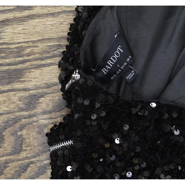 NWT Bardot Womens Strapless Sleeveless Eleni Sequined Mini Dress Black S (US 4) - Image 8