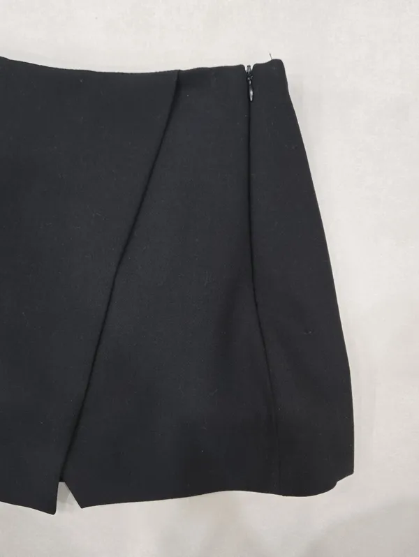 New Zara Black Asymmetric Wrap Mini Skort Size XS - Image 3