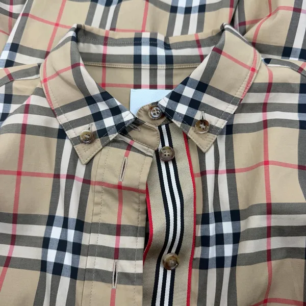 Burberry Giovanna Vintage Check Poplin Cotton Shirt Dress Beige Size 4 - Image 17