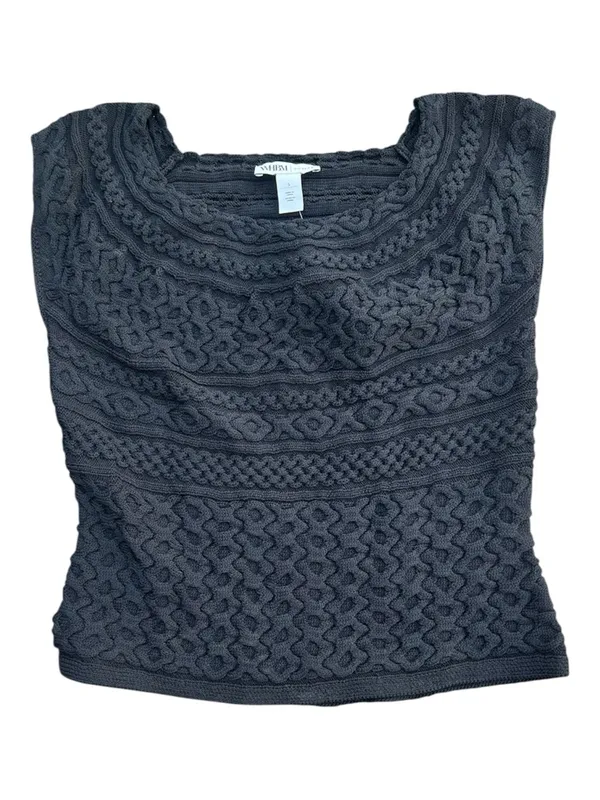 White House | Black Market Outlet Chic Capsule Vest Knit Top Textured Sleeveless Sweater Black Small - Image 9