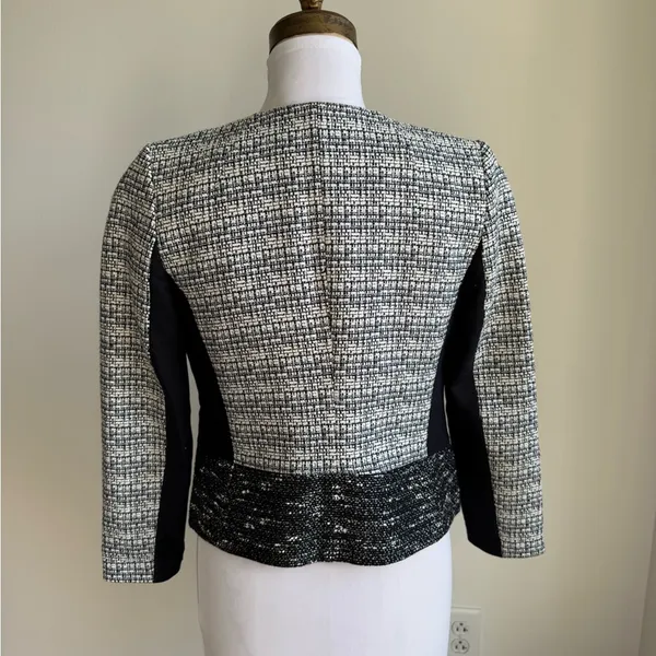 Banana Republic Textured Black Grey Parisian Jacket Tweed Women's 0 Blazer - Image 4