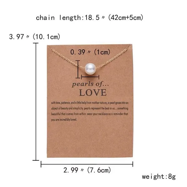 Pearls of Love Charm Pendant Gold Adjustable Necklace - Image 2
