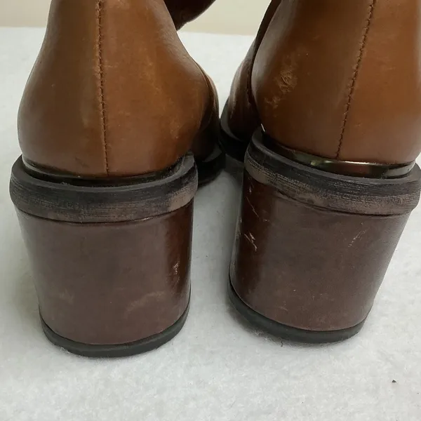 Franco Sarto Kessa Brown‎ Leather Side Zip Block Heel Ankle Boots Women 7.5 - Image 6