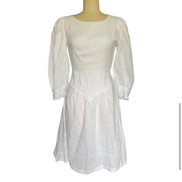 Tach‎ Anker Cotton Mini Dress White XS - Image 4