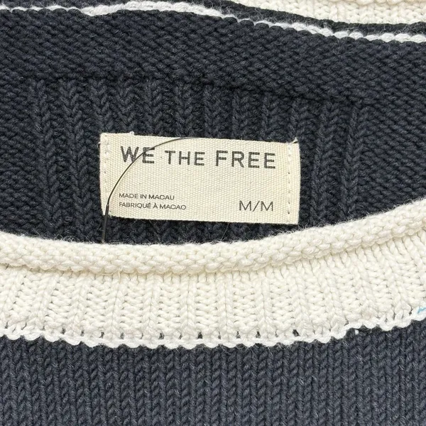 We The Free Ella Colorblock Roll Neck Knit Sweater Black & Cream M NWT - Image 5