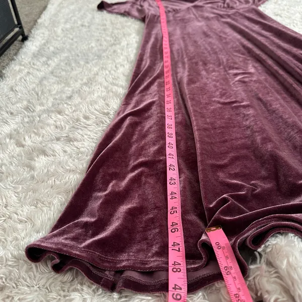 Taylor Sz 10 Midi Dress womens Purple Plum Velvet Empire Waist Flutter Sleeves - Image 9