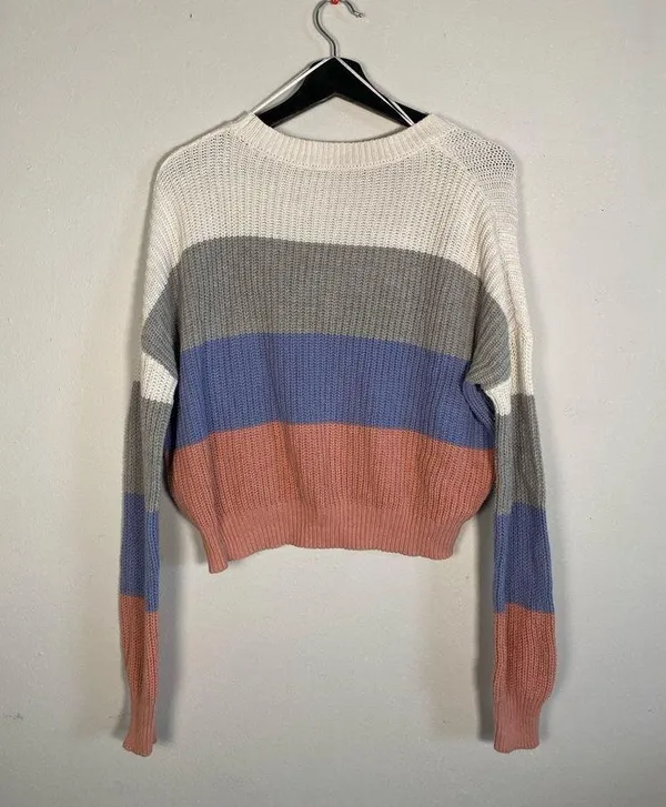 Women's Multicolored Sweater Blue Size M - Image 3