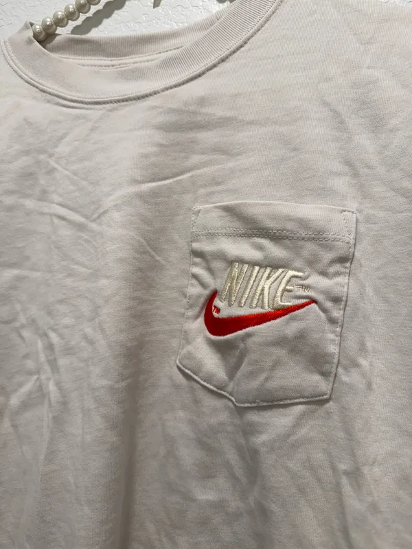 Nike cream white embroidered logo shirt - Image 3