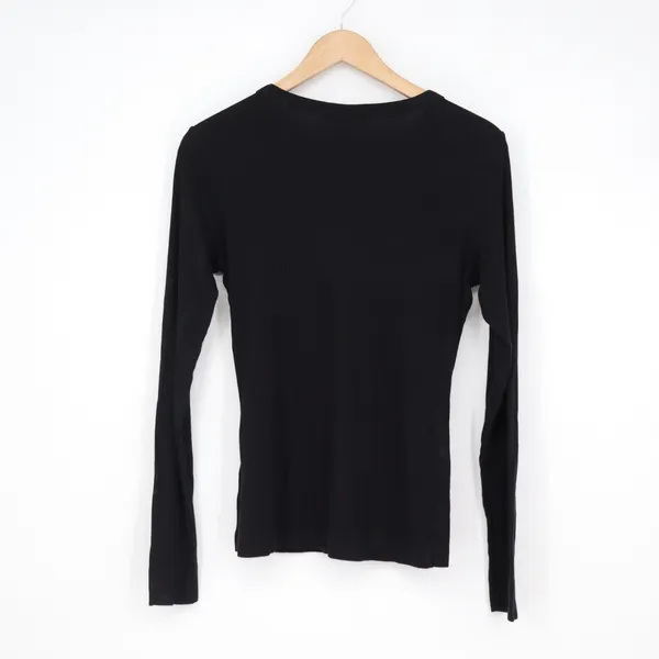 H&M Black Ribbed Long Sleeve Crewneck Top Modal Cotton Blend Size M - Image 5
