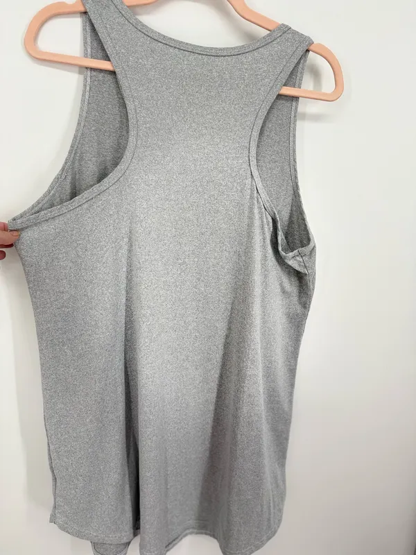 “VERY SOFT” Women's 1X Razor Back T-Shirt Dress Gray Coverup Lounge Wear - Image 3