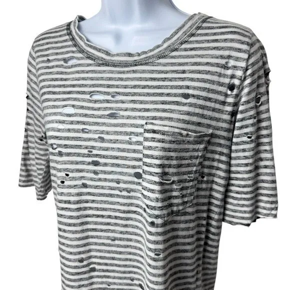Free People Stripe Distressed Top Beetlejuice Asymmetrical Halloween Grunge XS - Image 3