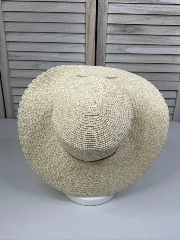 NINE WEST Women's Floppy Scalloped Woven Sunhat Beach Vacation Coastal-OS - Image 4