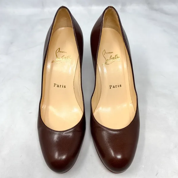 Christian Louboutin Vintage Simple Pump 85 Leather Low Mid Height Heels Brown 36 - Image 4