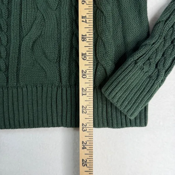 Eddie‎ Bauer Womens XS Forest Green 100% Cotton Cable Knit Crew Neck Sweater - Image 4