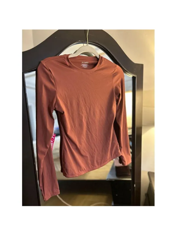 NEW PUMIEY Long Sleeve Crew Neck Slim Fit Basic Tee S Marsala 75% polyamide, 25% - Image 5