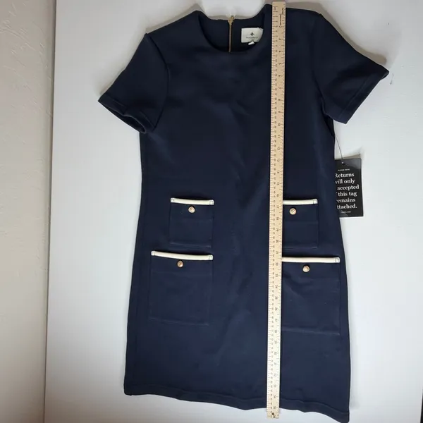 NWT Tuckernuck Francoise Dress Small Navy Knit Shift Old Money‎ Preppy Classic - Image 12