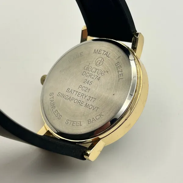Decree Gold Tone Black Silicon Band Women’s Minimalist Watch New Battery - Image 6