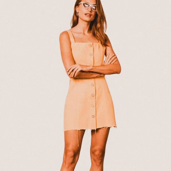 Boyish “The Kennedy” Denim Mini Dress in Honey Pot – Retro Western It-Girl XS - Image 2
