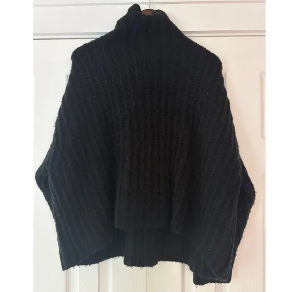 Free‎ People My Only Sunshine Cowl Neck Sweater Black Wool Alpaca Blend Small - Image 2