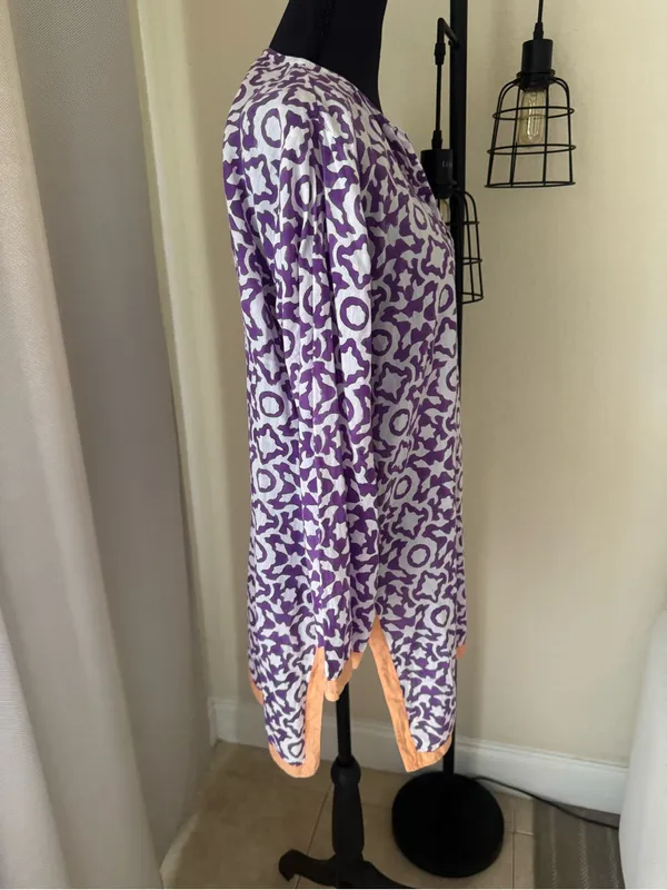 Roberta Roller Rabbit Purple Print Cotton Tunic Dress Cover Up Size Small - Image 6