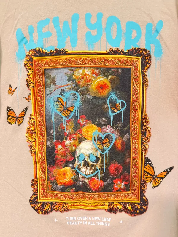 FashioNova Sand Graphic NY & Art Tee - Image 2