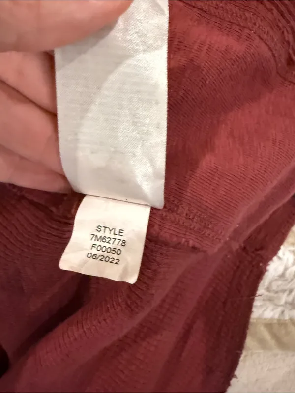 Lucky Brand Waffle Knit Long Sleeve Top | Burgundy | Medium | Raw Edge Casual - Image 10