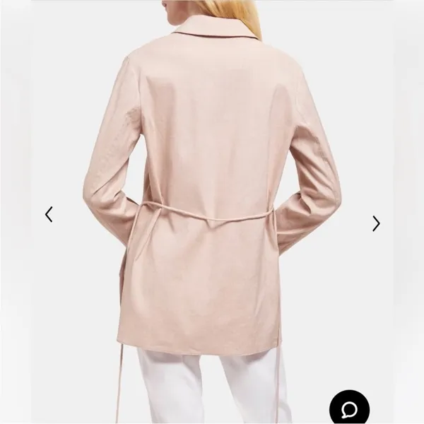 THEORY‎ Linen Blend Belted Shirt Jacket in Light Pink - Image 3