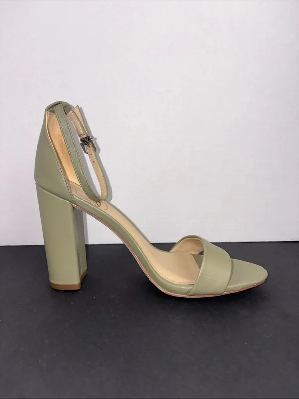 Olive Green High Block Heel Ankle Strap Sandal Sam Edelman Size 8 - Image 7
