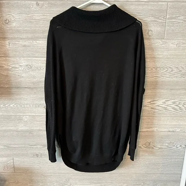 Fate Womens Black Cowl Neck Oversized Sweater Kangaroo Pocket Tunic‎ Large - Image 4