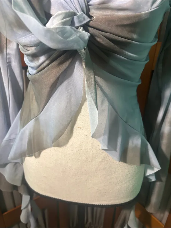 Sheer Knot-Front Blouse in Misty Blue - Image 6