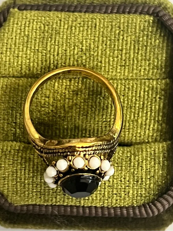 Vintage/Bohemian Design Stainless Steel Golden w/ Gemstones Statement Ring S 6 - Image 3