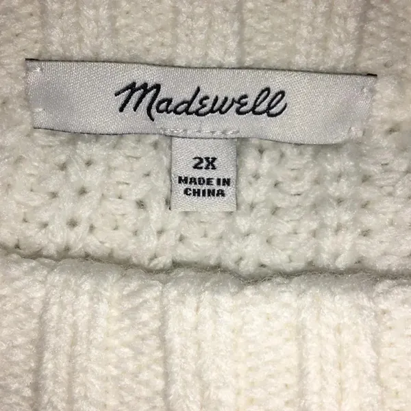 Madewell Everett Rib Play Ribbed Cable Knit Sweater Pullover Blouse Plus 2X v6x - Image 9