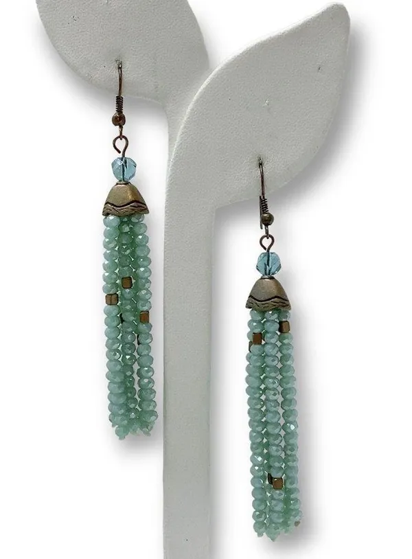 Boho Bohemian Beaded Tassel Drop Hook Retro Earrings - Image 2