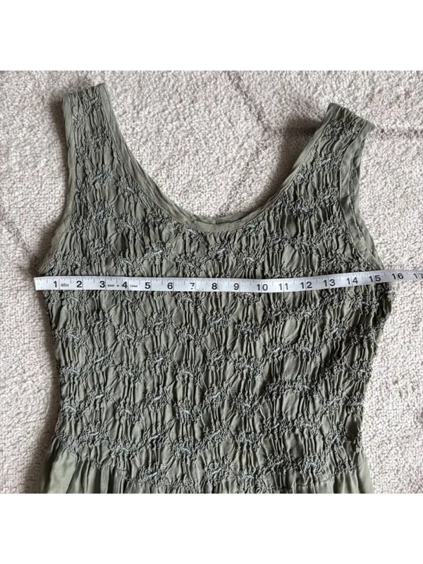 Basement USA Inc Sage Green Smocked Maxi Dress Sleeveless Boho Cottagecore - Image 2