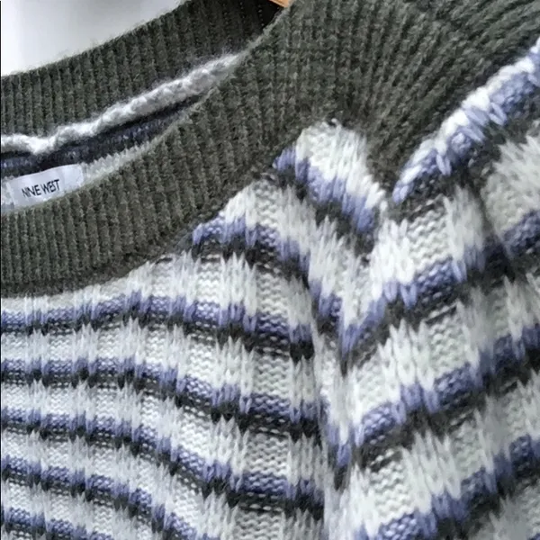 New Nine West Women’s Cozy Boatneck Striped Stitch Knit Long Sleeve Sweater - Image 2