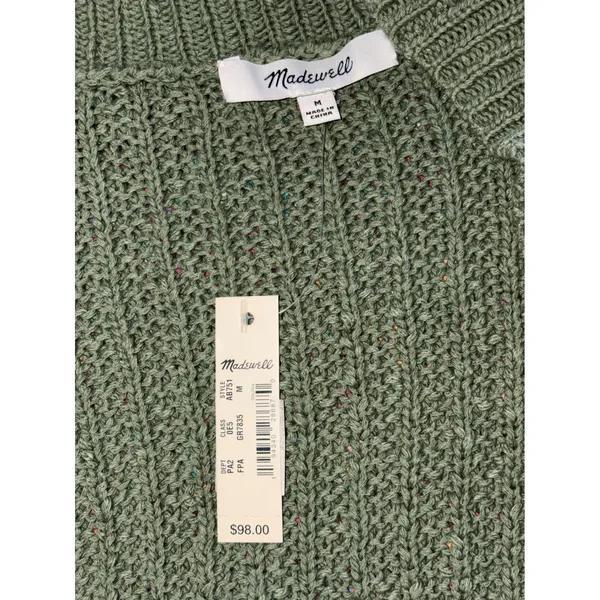 Madewell Bobble Cardigan Sweater Green Women Medium NWT Ribbed‎ Open Front - Image 4