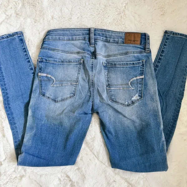 American Eagle Ripped Super Stretch Skinny Ripped Jeans 2 - Light Wash - Image 3