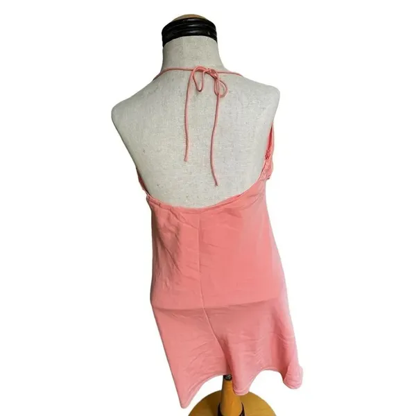Abercrombie & Fitch Halter Ruched Mini Dress Chiffon Sundress Coral NWT M - Image 4