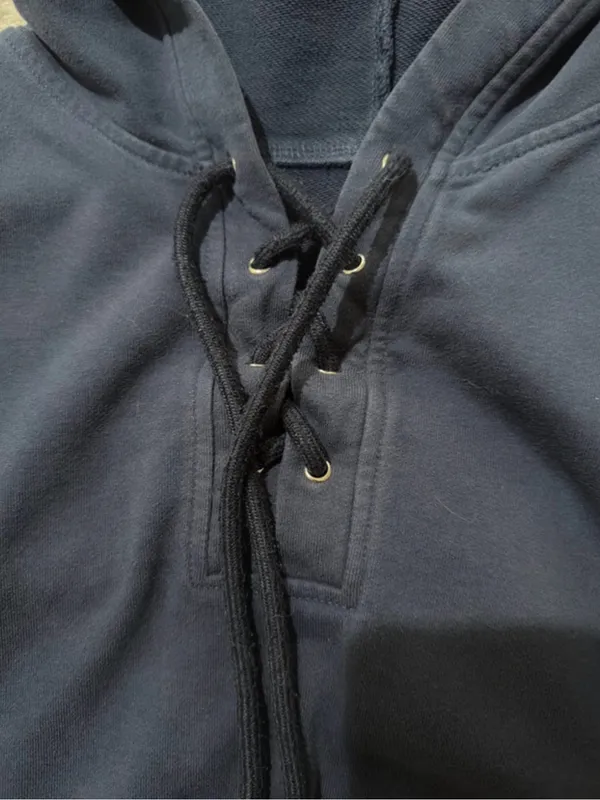 Navy Blue Hooded Sweater Size M - Image 3