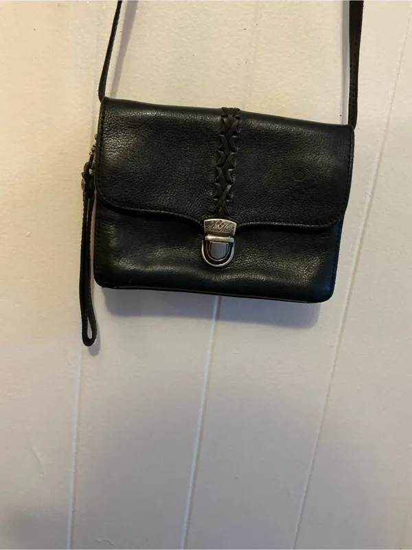 Rare Vintage Black Leather Patricia Nash Bianco Crossbody Organizer Handbag Bag - Image 5